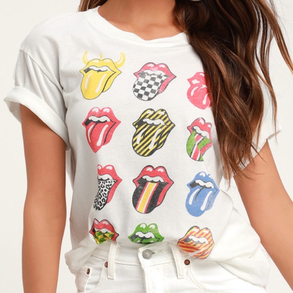 Daydreamer Rolling Stones 12 Tongues White Tee